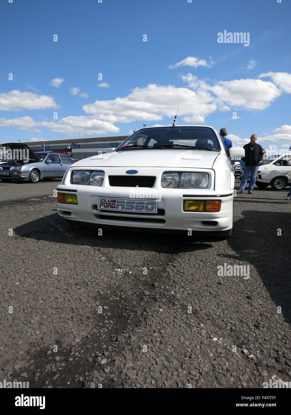 Ford Sierra RS Cosworth in diamond white - as shown at donnington park race circuit at RSOC rs owners club event mk1 1st generation Stock Photo