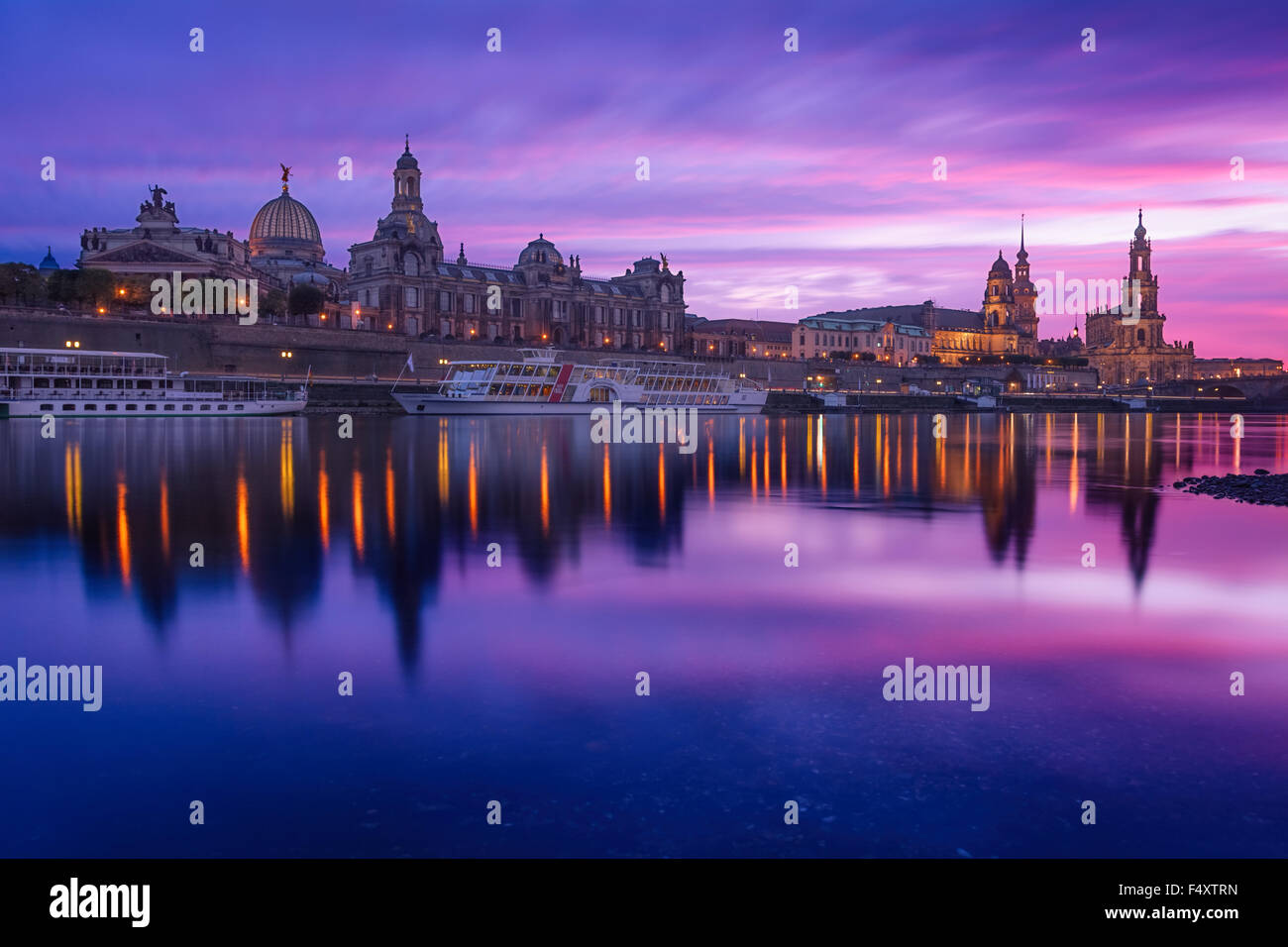 Dresden, Germany, Skyline during the blue hour Stock Photo Alamy