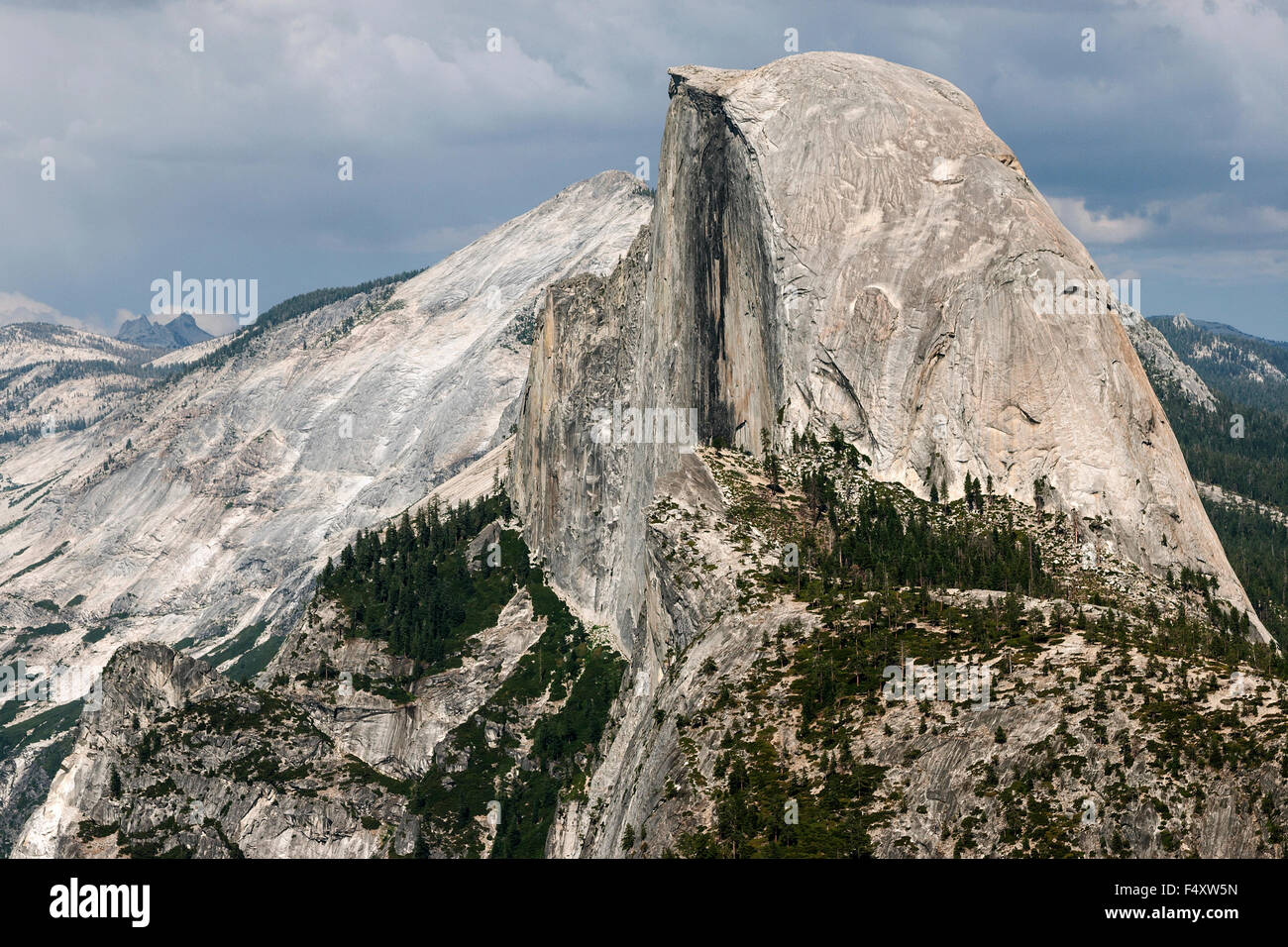View from Glacier Point to Half Dome, Yosemite National Park, California, USA Stock Photo
