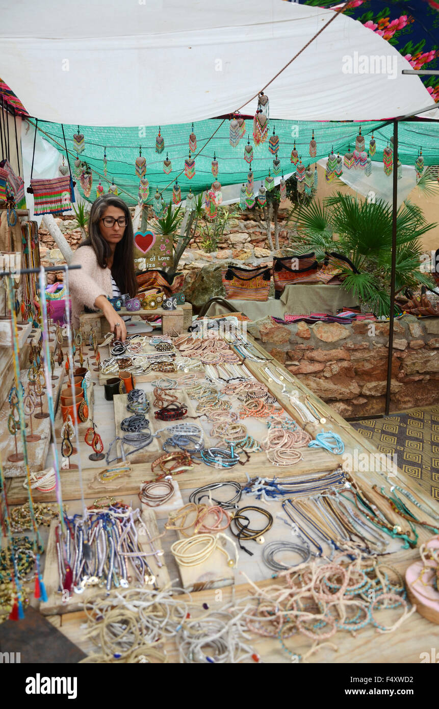 Punta Arabi, hippy market at Es Canar on Ibiza Stock Photo
