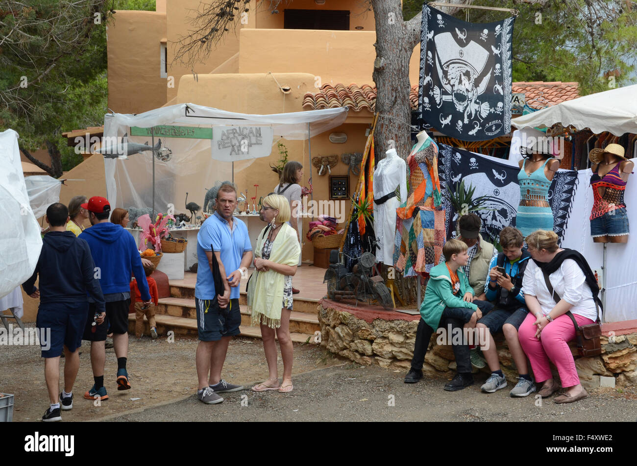 Punta Arabi, hippy market at Es Canar on Ibiza Stock Photo