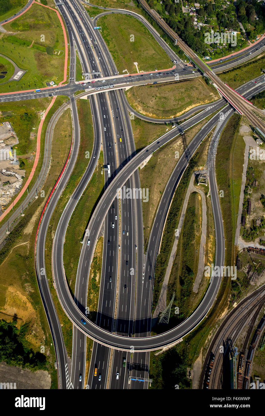 Bochum West motorway junction with Donetsk ring connection, Bochum, Ruhr district, North Rhine-Westphalia, Germany Stock Photo