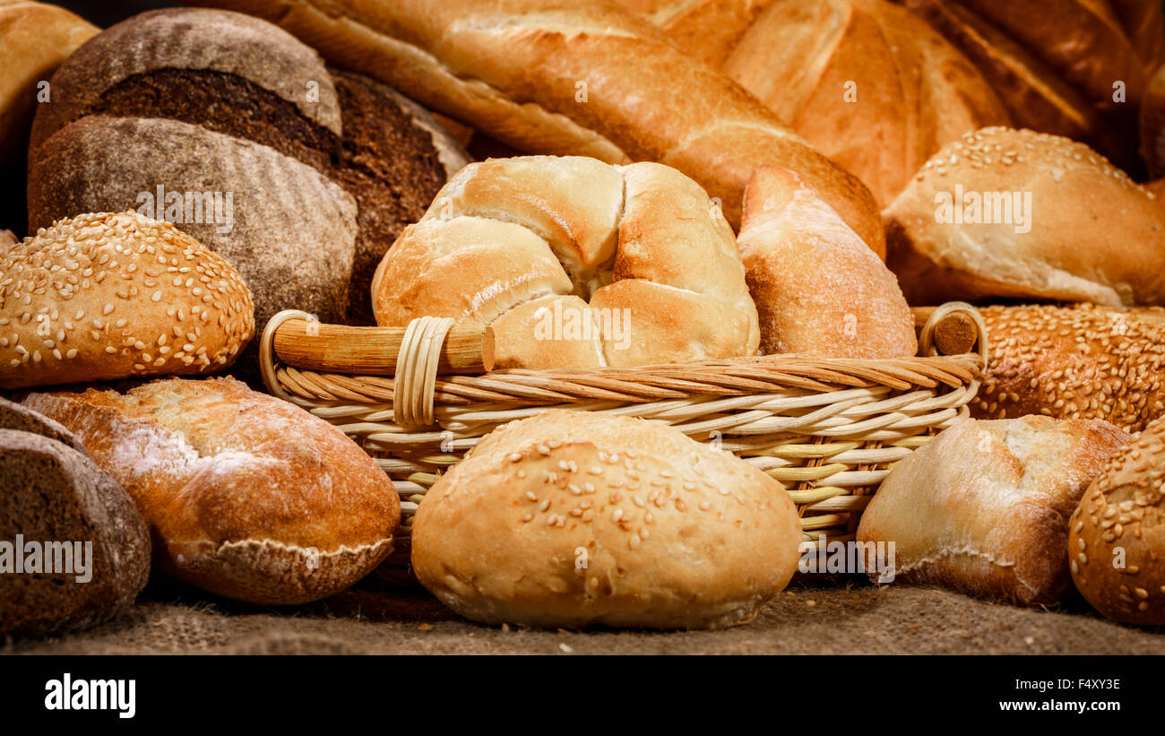 Breads and baked goods close-up Stock Photo