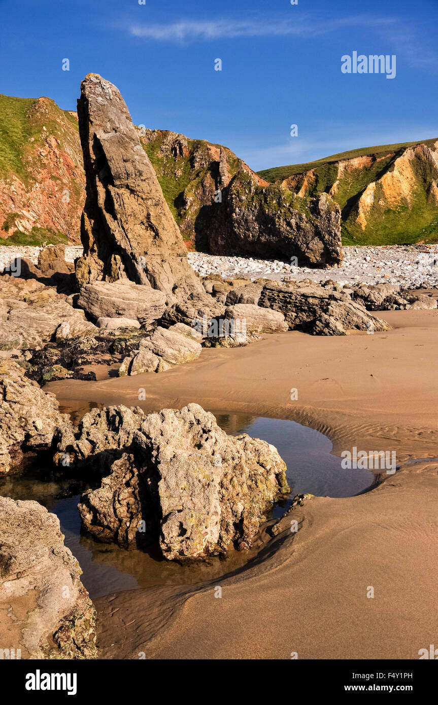 Beautiful Pembrokeshire beach with fascinating rock formations ...