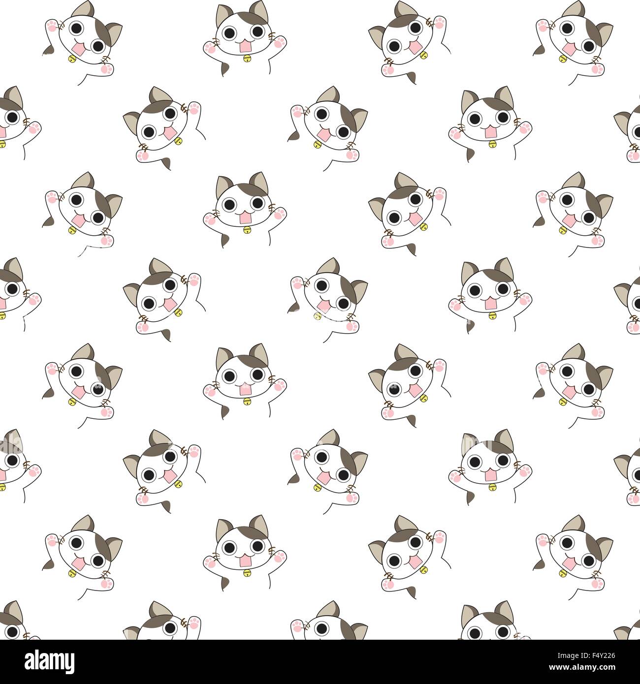 Cute Cartoon Cats Pattern Stock Vector Image & Art - Alamy