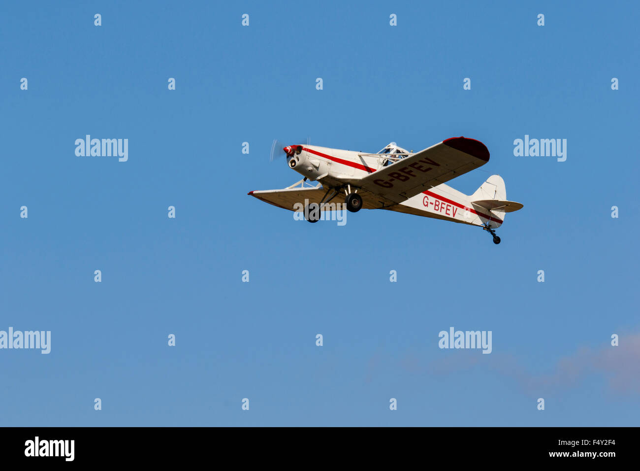 Piper PA-25-235 Pawnee G-BFEV in flight at Sturgate Airfield Stock Photo