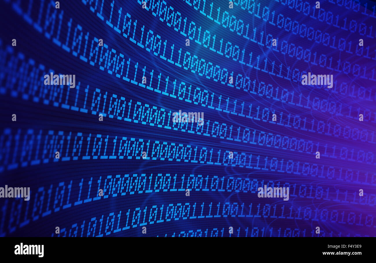 3D Binary code - big data and programing concept Stock Photo