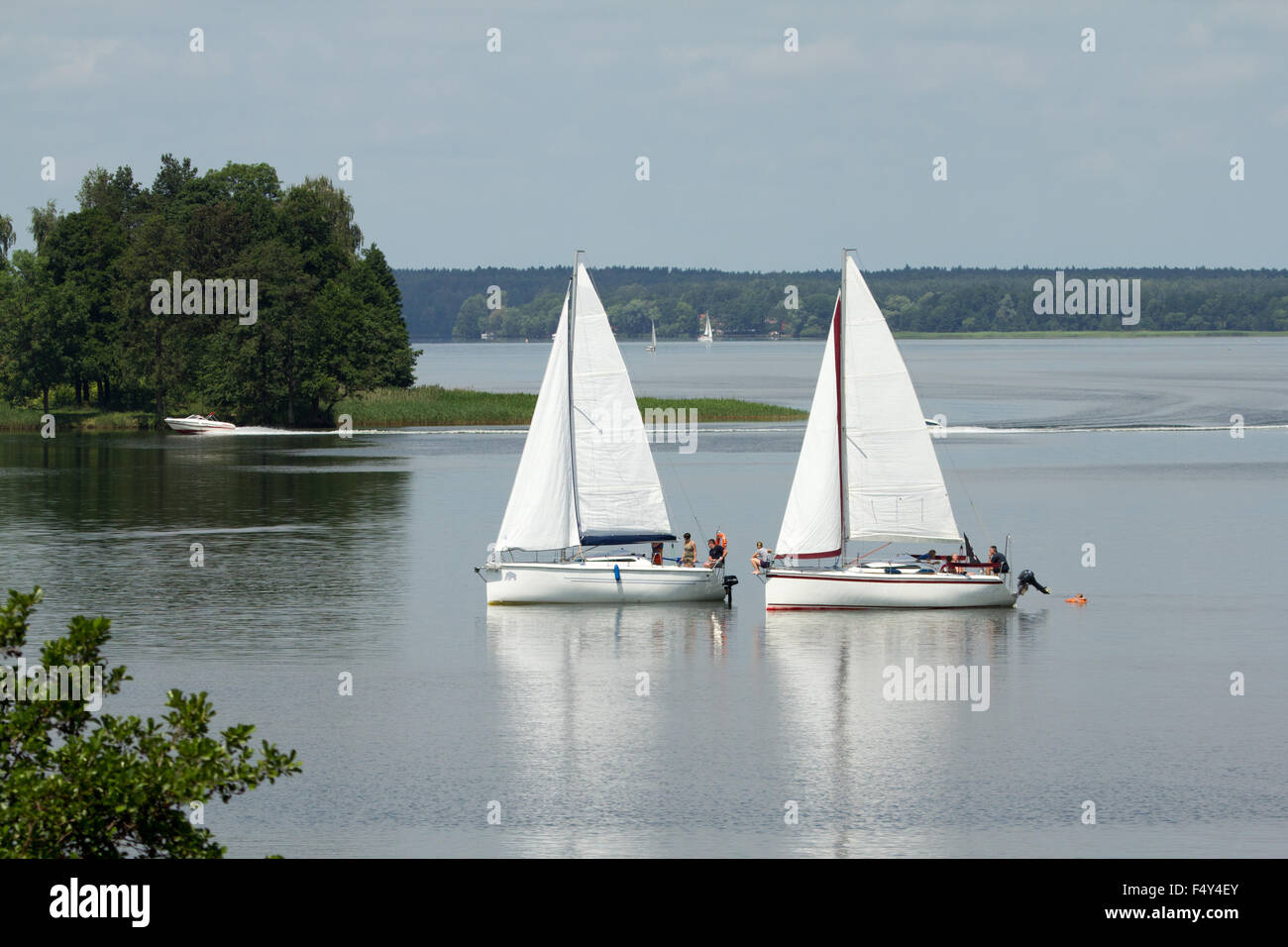 Sailboats in Masuria - Masurian Lakeland Stock Photo