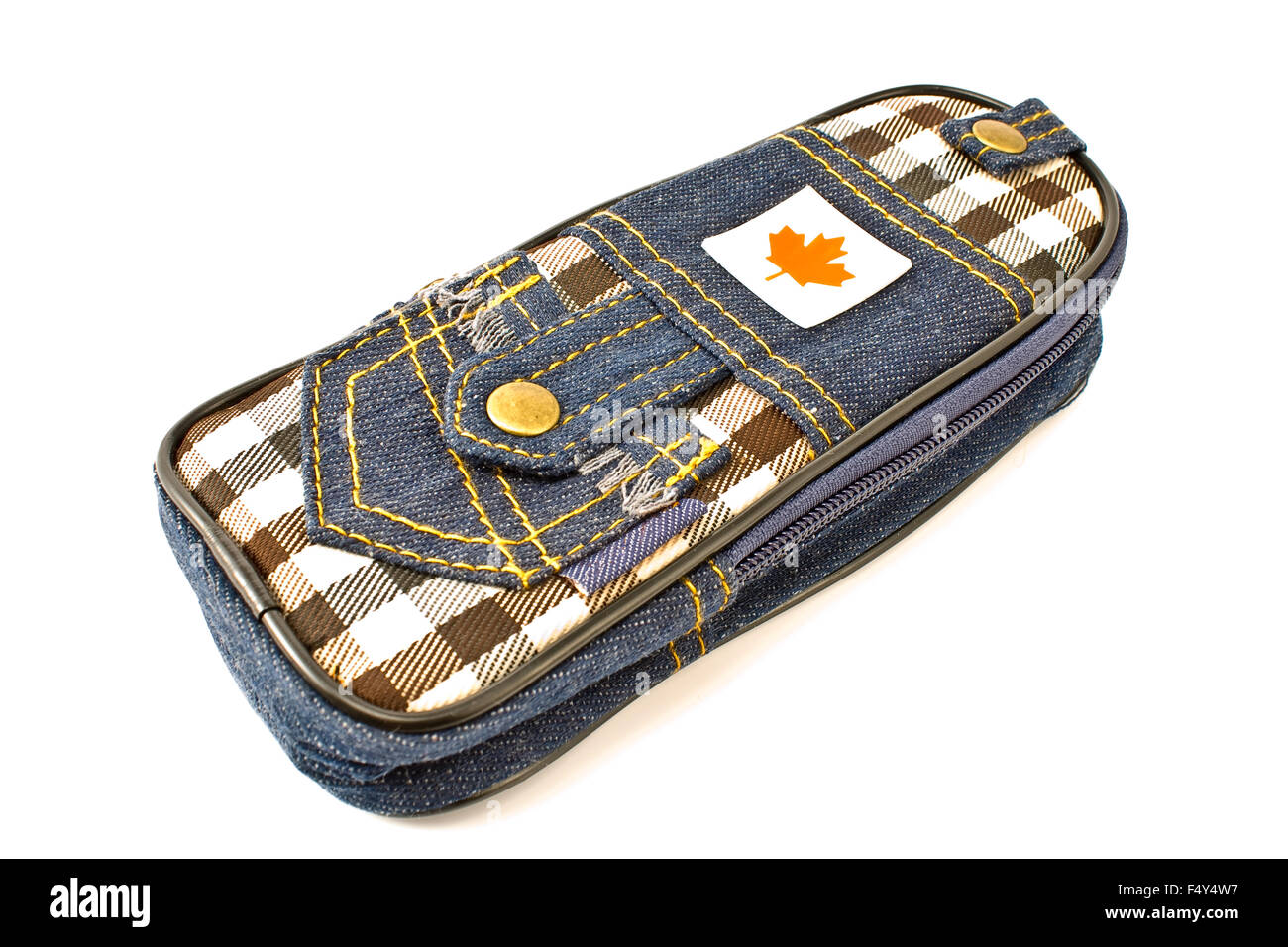 Blue pencil case isolated on white Stock Photo Alamy