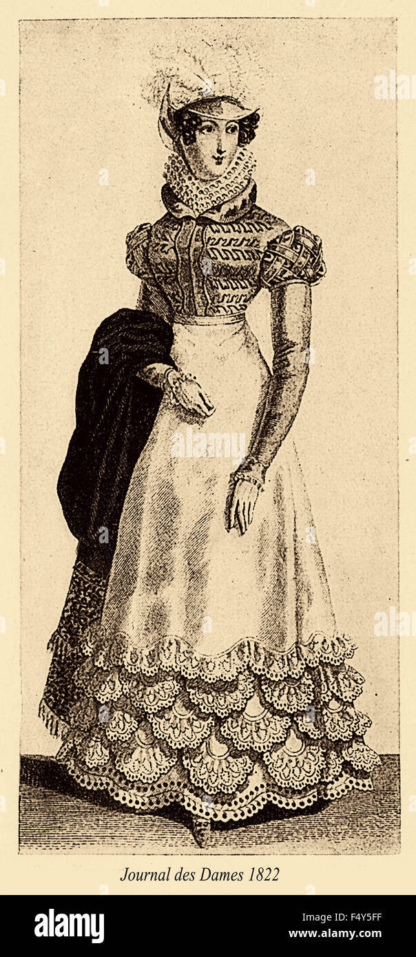 Vintage fashion illustrated,Journal des Dames, Paris 1822 Stock Photo