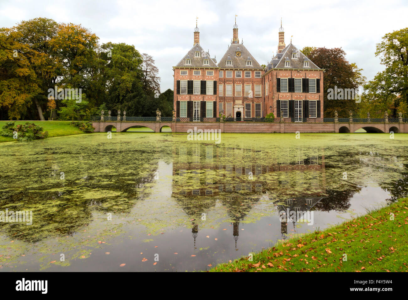 Front view of Duivenvoorde Castle, Voorschoten, South Holland, The Netherlands. Build in 1631 with an English landscape park. Stock Photo