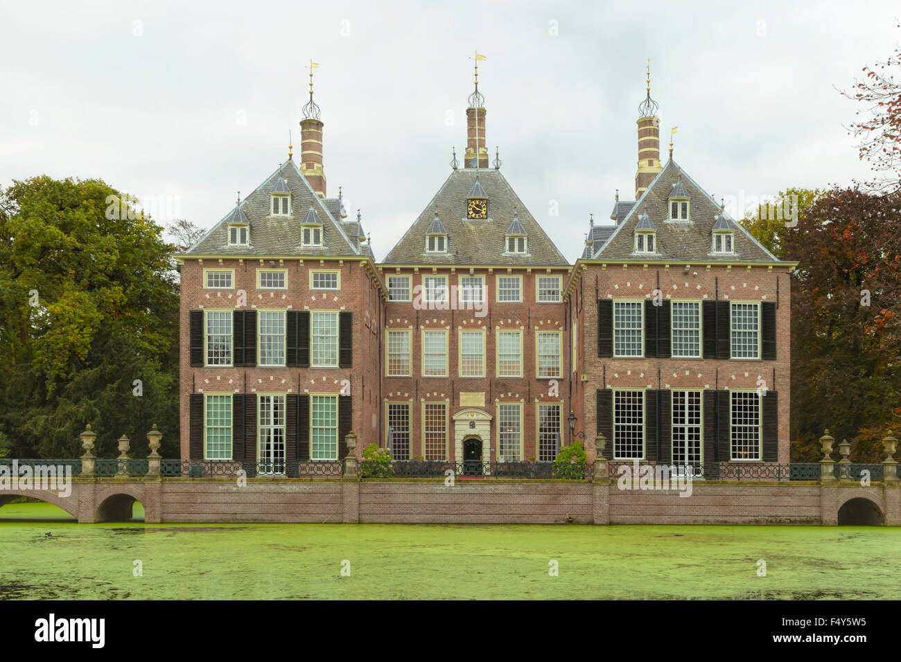 Front view of Duivenvoorde Castle, Voorschoten, South Holland, The Netherlands. Build in 1631 and with an English landscape park Stock Photo