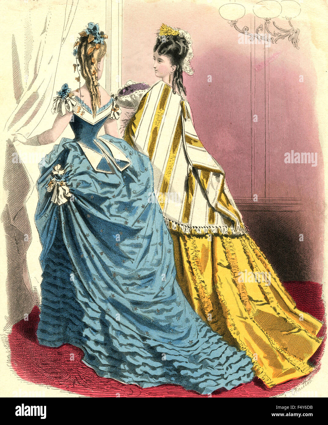 Fashion illustration: French woman at the end of 1800 Stock Photo - Alamy
