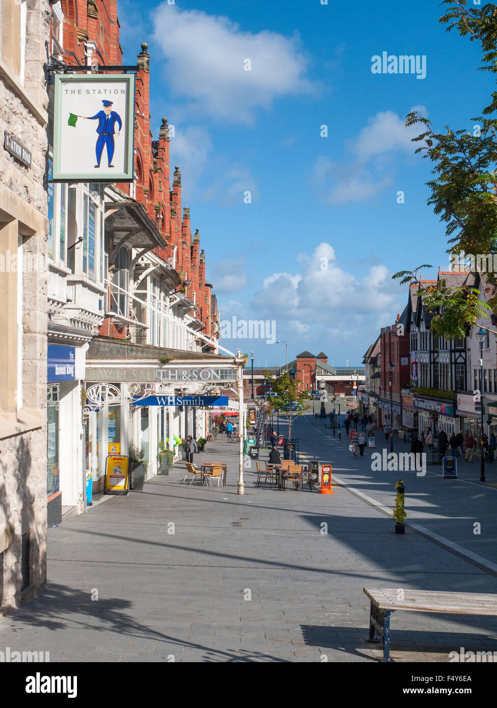 Station Road in Colwyn Bay, looking towards the railway station Wales UK Stock Photo