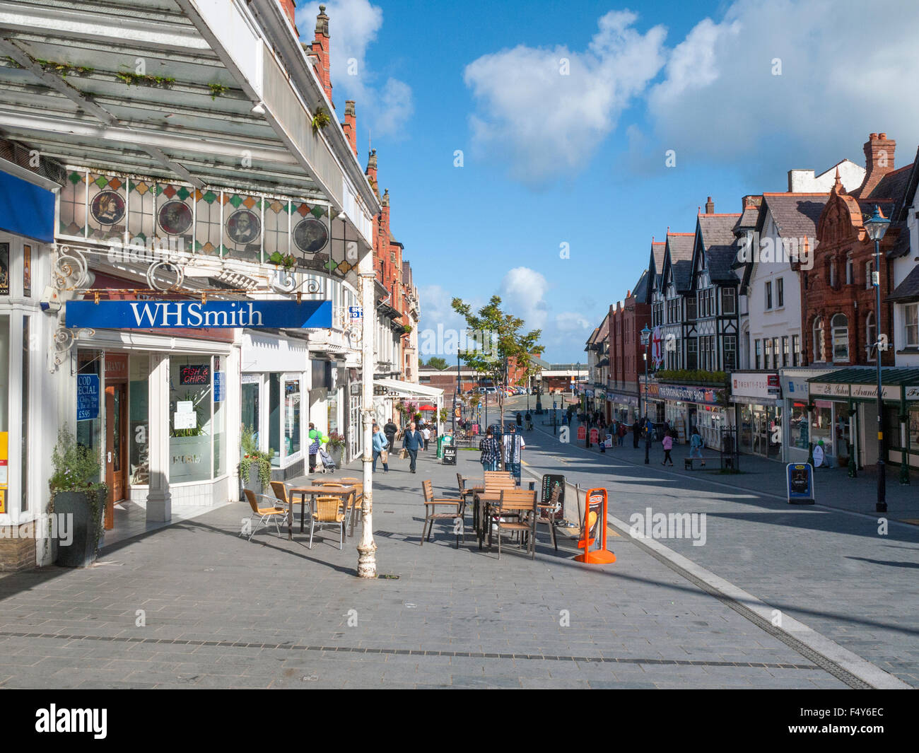 Station Road in Colwyn Bay looking towards the railway station Wales UK Stock Photo Alamy