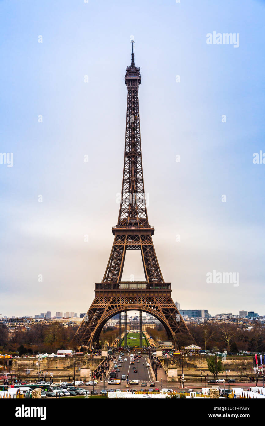 PARIS - NOVEMBER 15: Eiffel tower from Trocadero on November 15, 2012 in  Paris. The tallest structure in Paris and the most-visi Stock Photo - Alamy