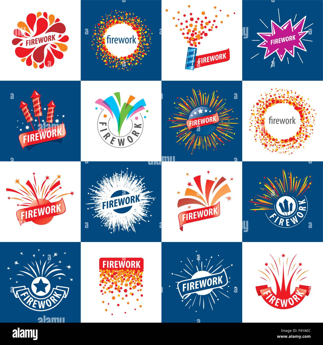 Set Of Vector Logos For Fireworks Stock Vector Art Illustration
