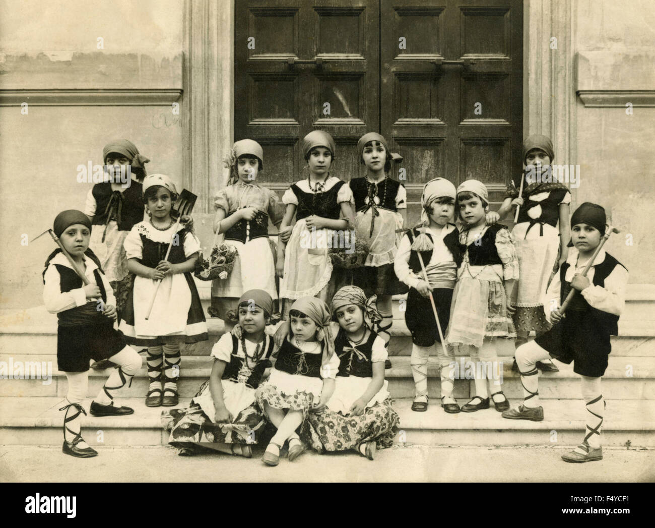 Group of children with typical costumes, Italy Stock Photo
