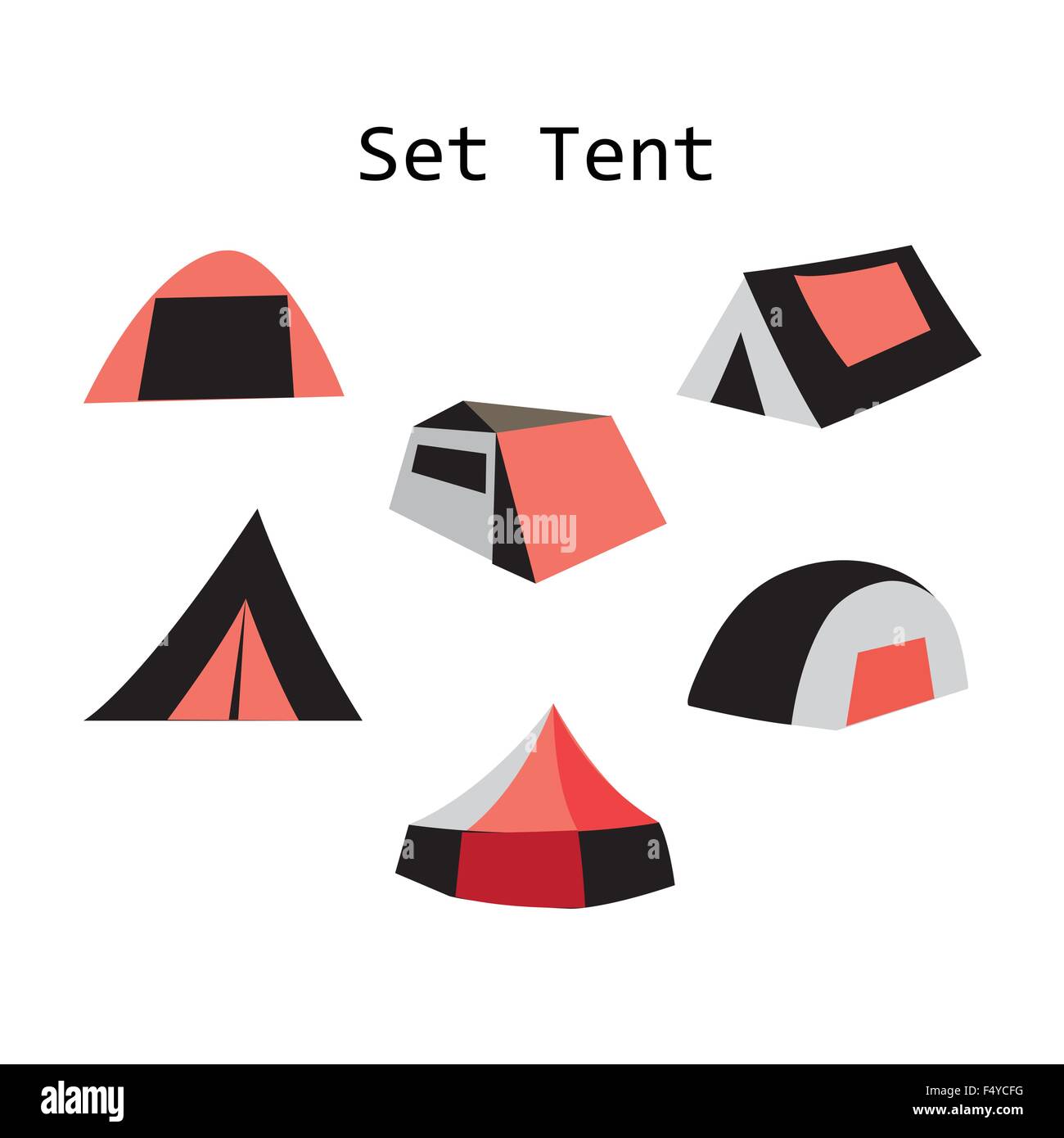 Vector illustration of different models of tourist tents Stock Vector ...