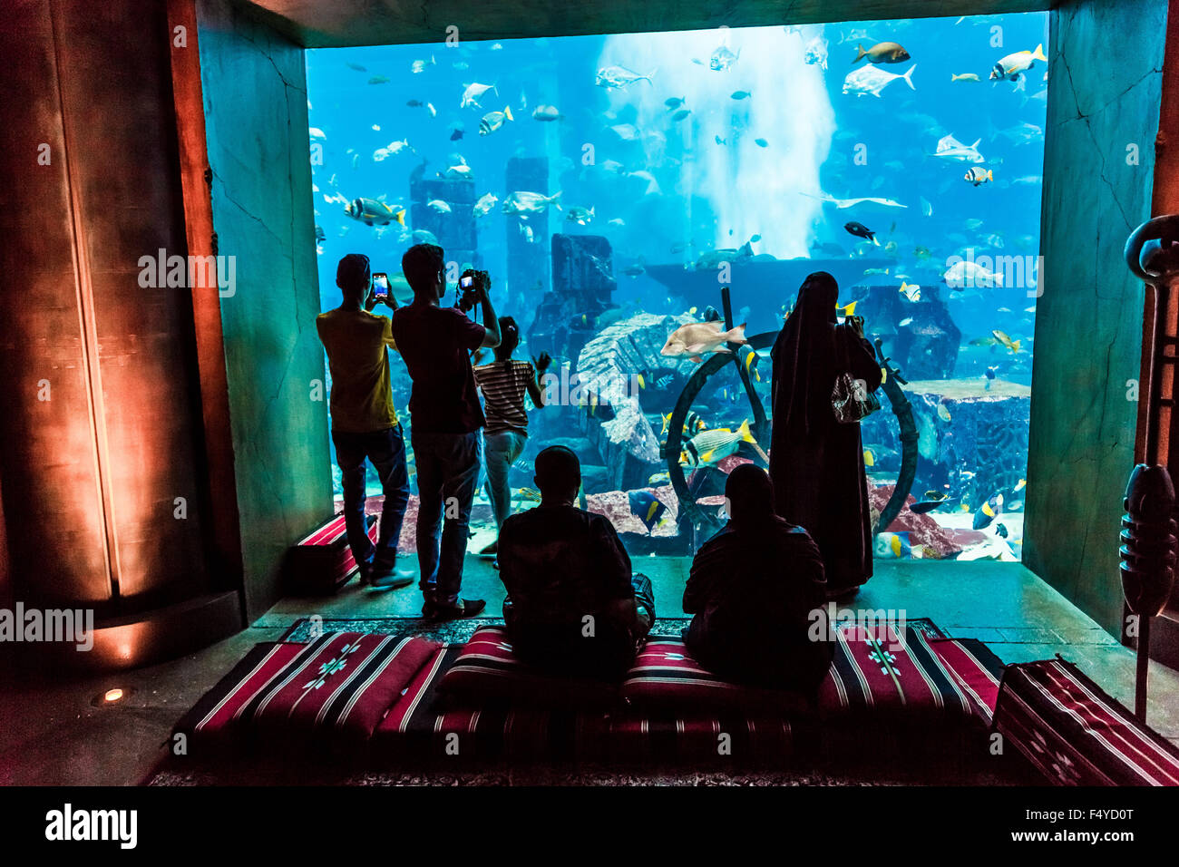 Dubai Uae September 30 Large Aquarium In Hotel Atlantis