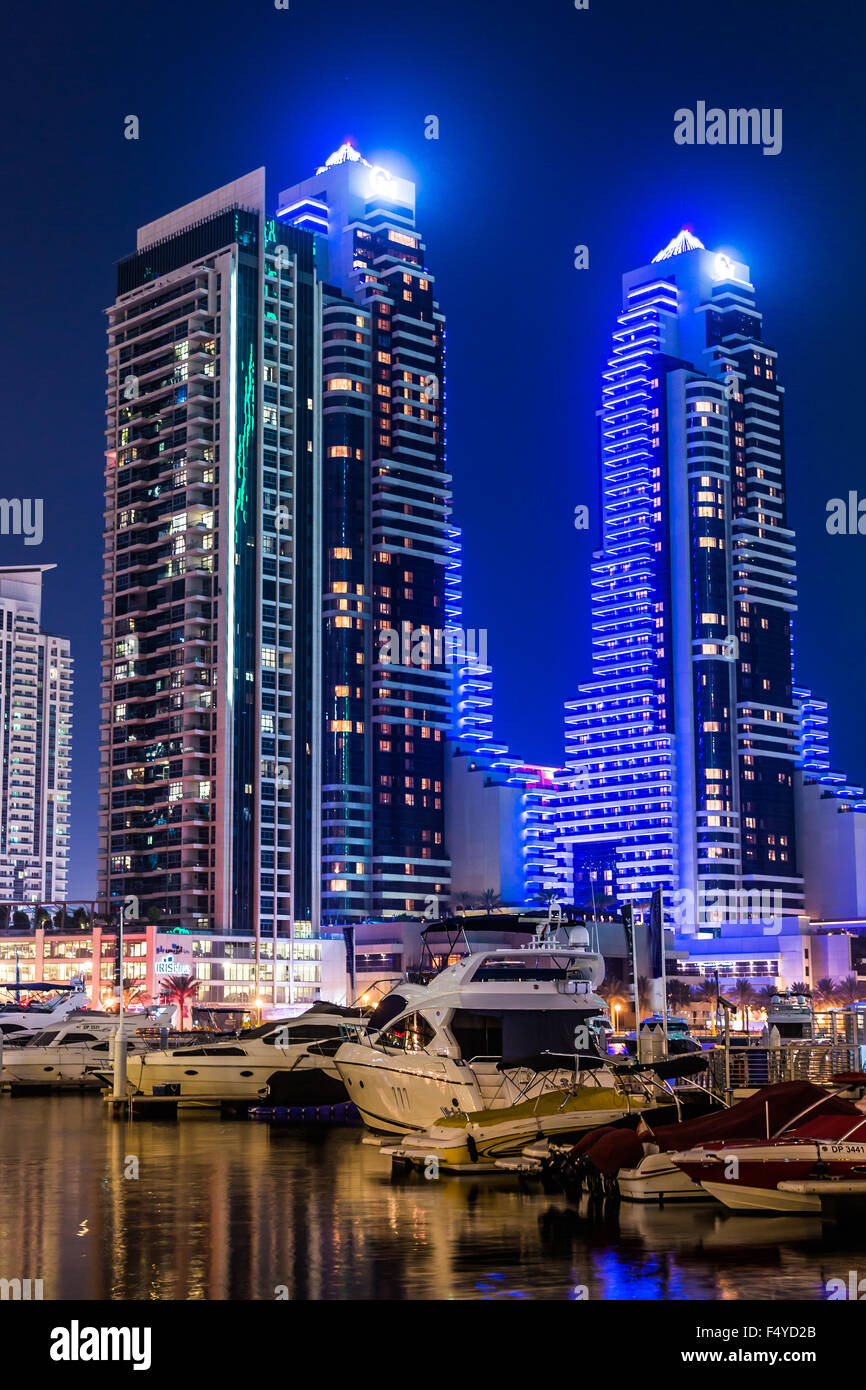 DUBAI, UAE NOVEMBER 13 Dubai downtown night scene with city lights