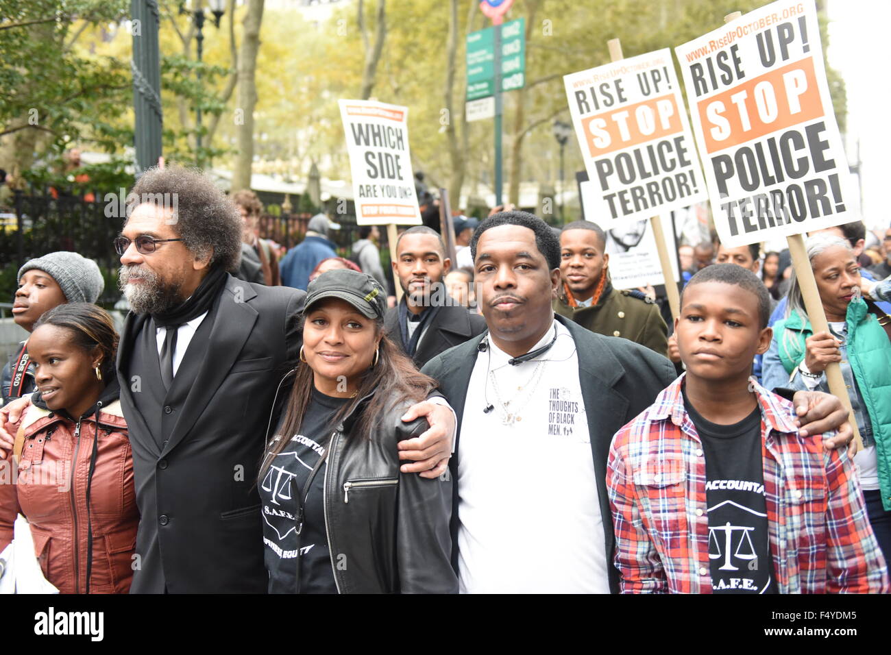 Dr Cornel West marches with family members of victims of alleged police