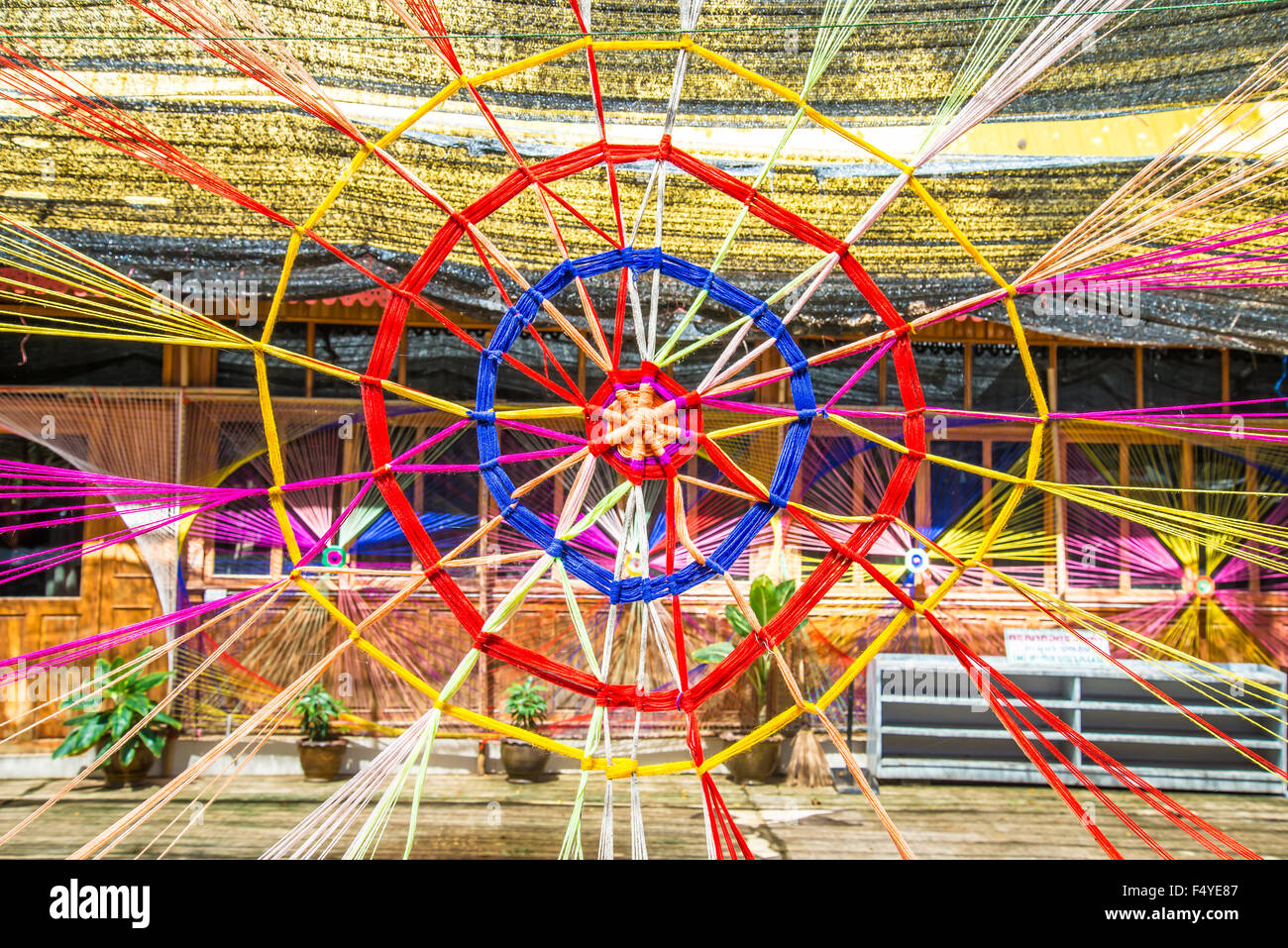 Thread colors to be made into a spider's web Stock Photo - Alamy