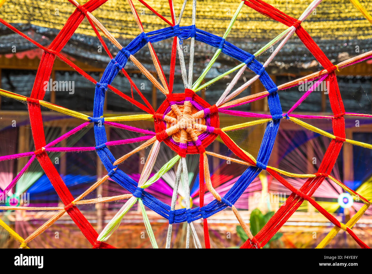 Thread colors to be made into a spider's web Stock Photo - Alamy