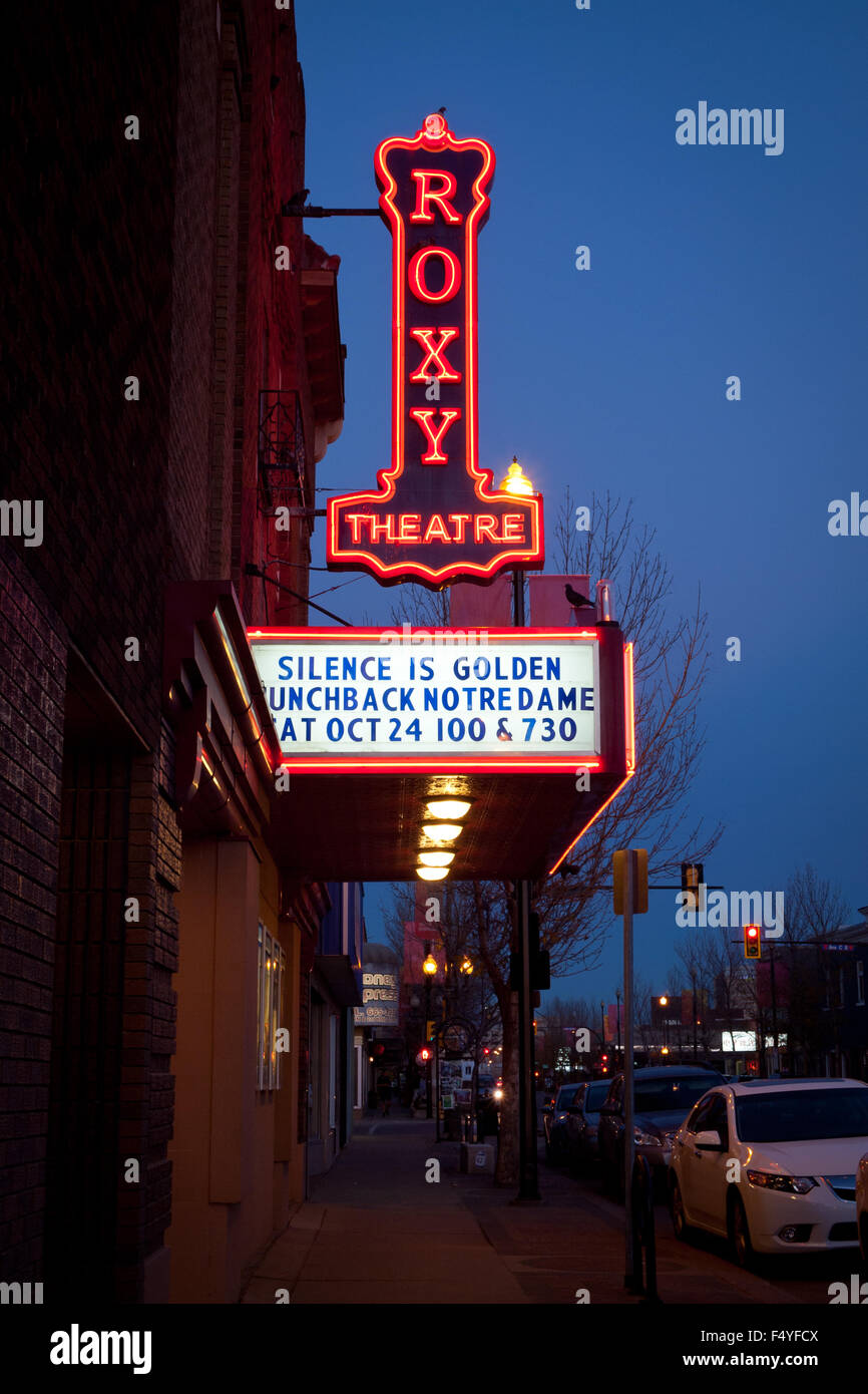 A Night View Of Sign And Marquee Of The Roxy Theatre In The Stock Photo Alamy