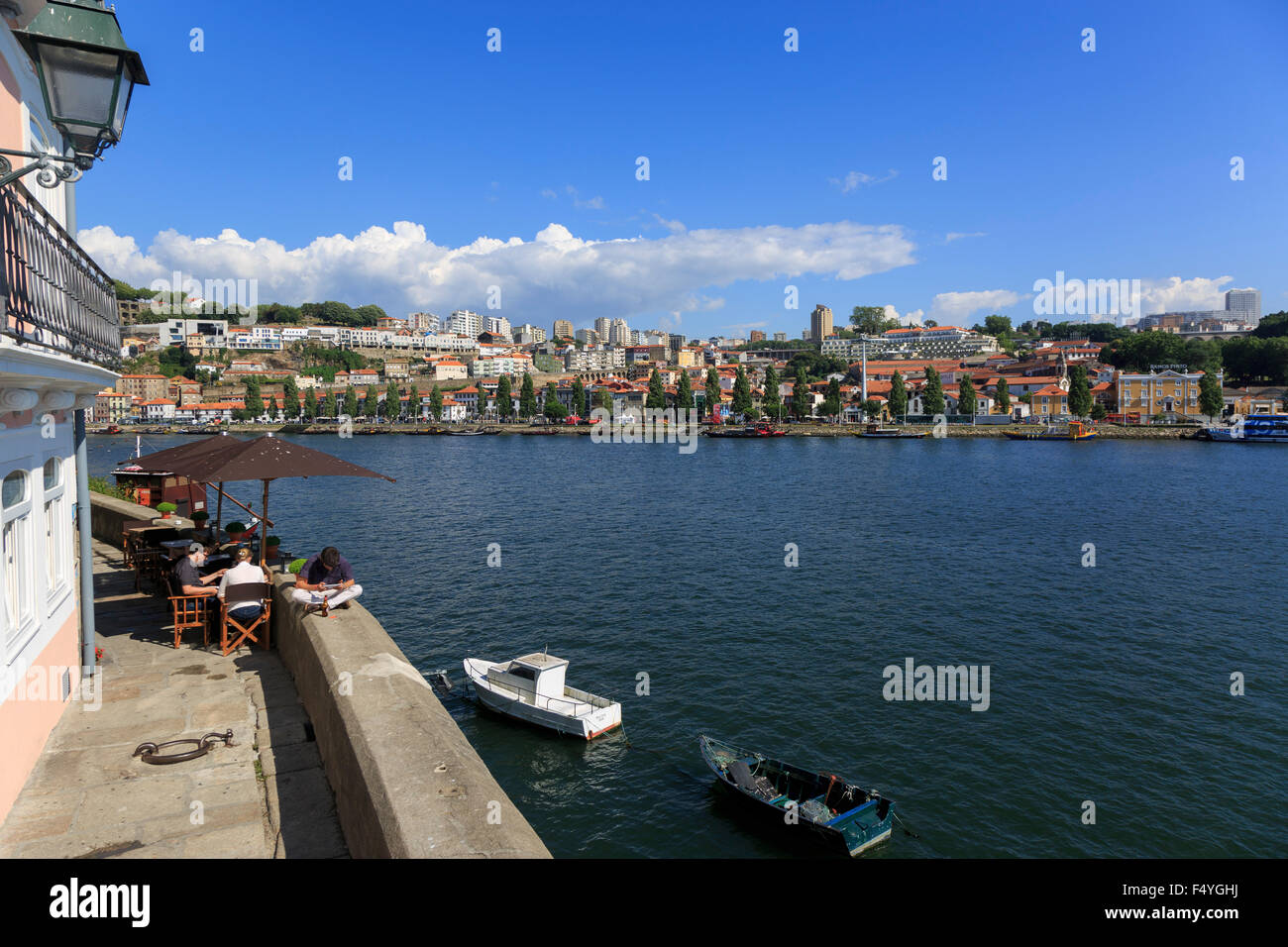 View across the Rio Douro from Porto (Oporto) to Vila Nova de Gaia Portugal Stock Photo