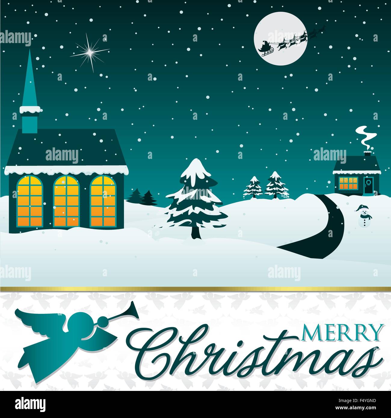 Winter Christmas scene card in vector format. Stock Vector