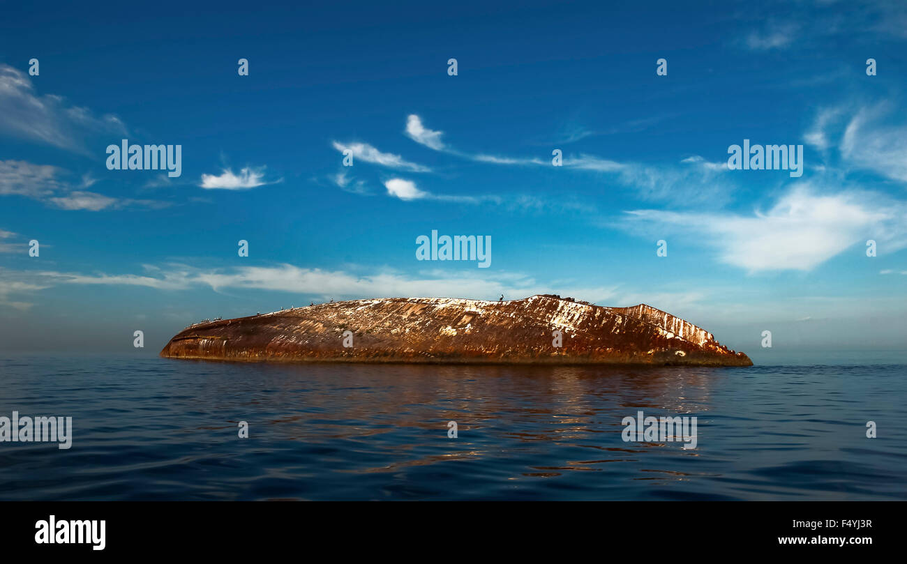 Shipwreck in Trinidad and Tobago Caribbean sea seascape Stock Photo