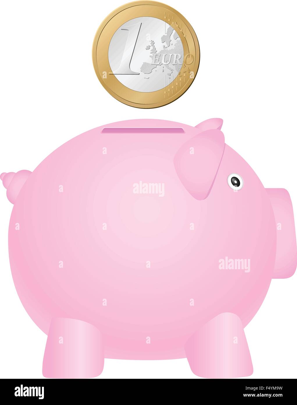 Piggy bank and coin on white background. Vector illustration Stock ...