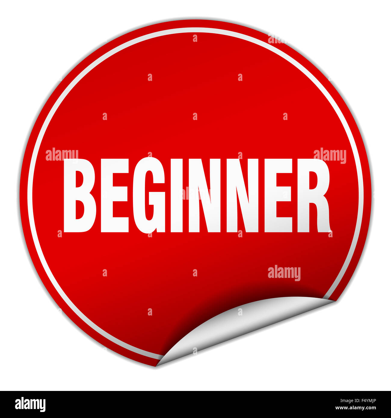 beginner round red sticker isolated on white Stock Photo - Alamy