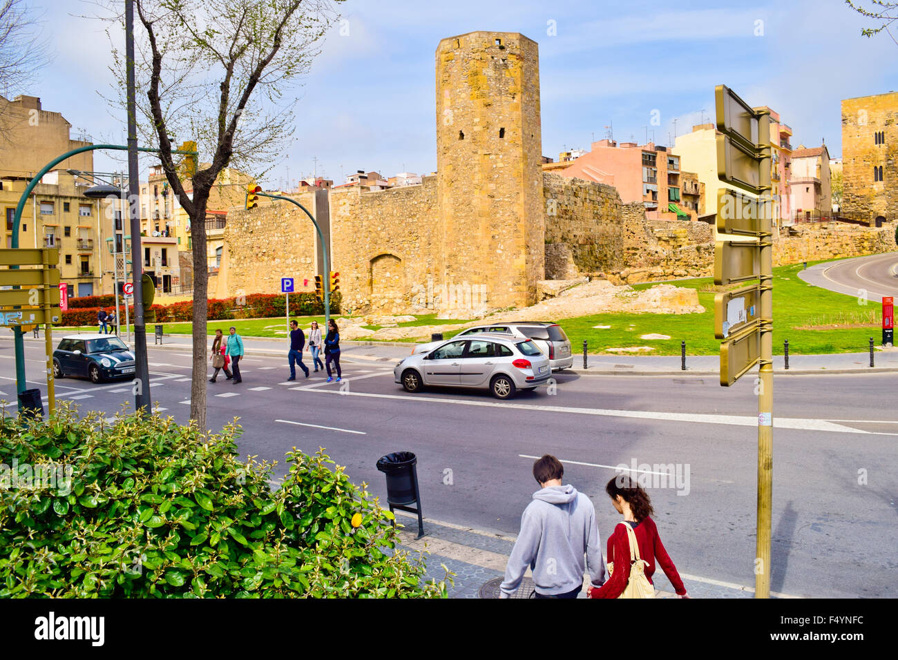 Tower of the Nuns on the roman circus ruins of Tarraco. UNESCO world heritage site. Tarragona, Catalonia, Spain Stock Photo