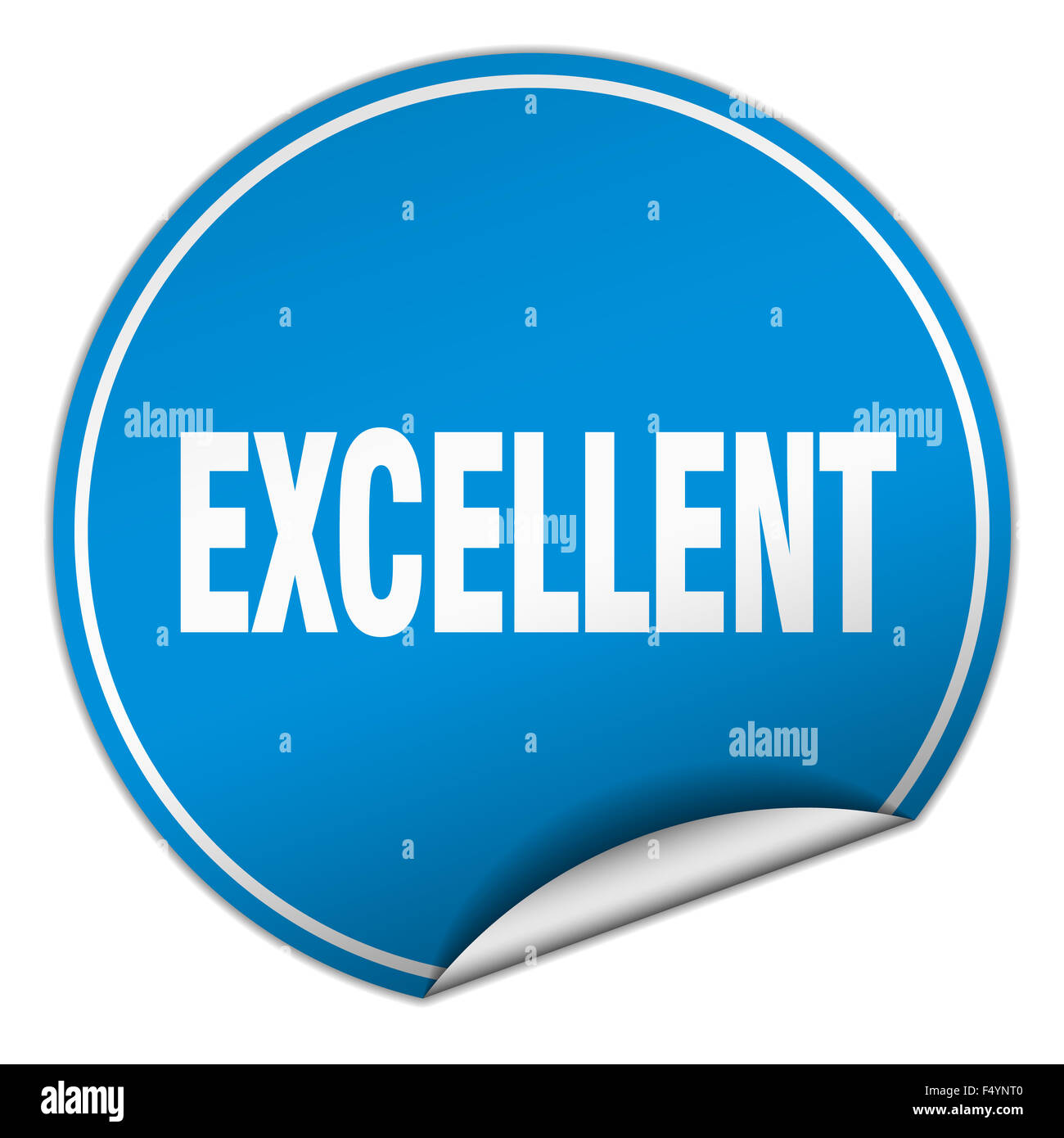 excellent round blue sticker isolated on white Stock Photo - Alamy