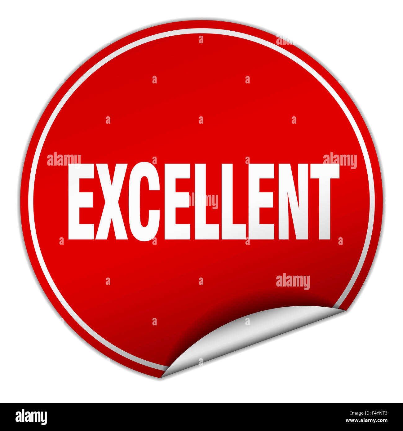 excellent round red sticker isolated on white Stock Photo - Alamy