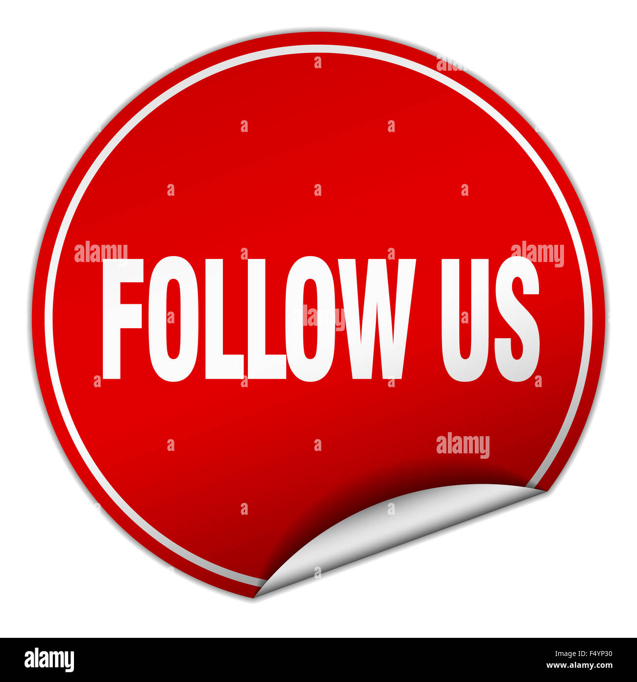 Sticker Follow Please follow us round red sticker isolated on white Stock Photo - Alamy