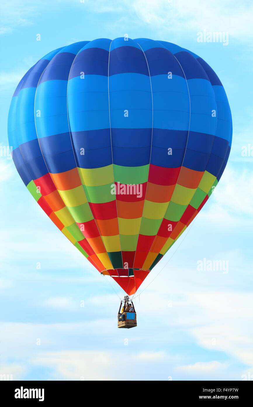 Brightly colored hot air balloon with a sky blue background Stock Photo ...