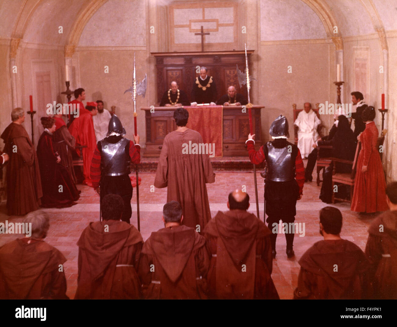 Scene of a film is not identified with religious court of the Inquisition Stock Photo