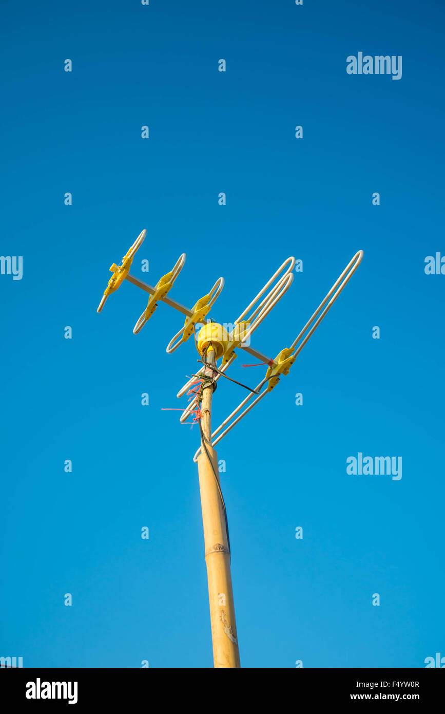 Antenna Television and blue sky background Stock Photo Alamy