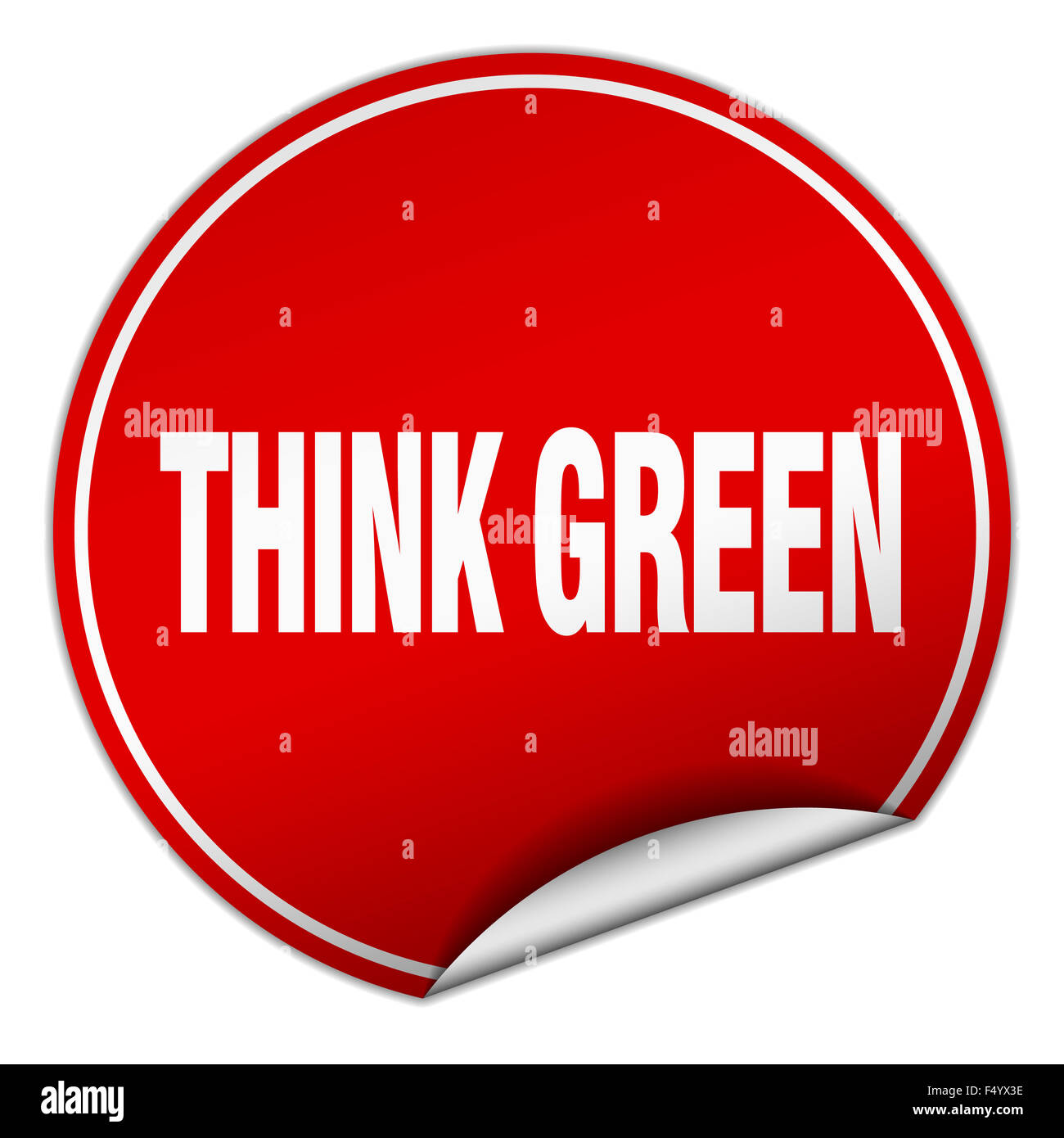 Red Think Sign think green round red sticker isolated on white Stock Photo - Alamy