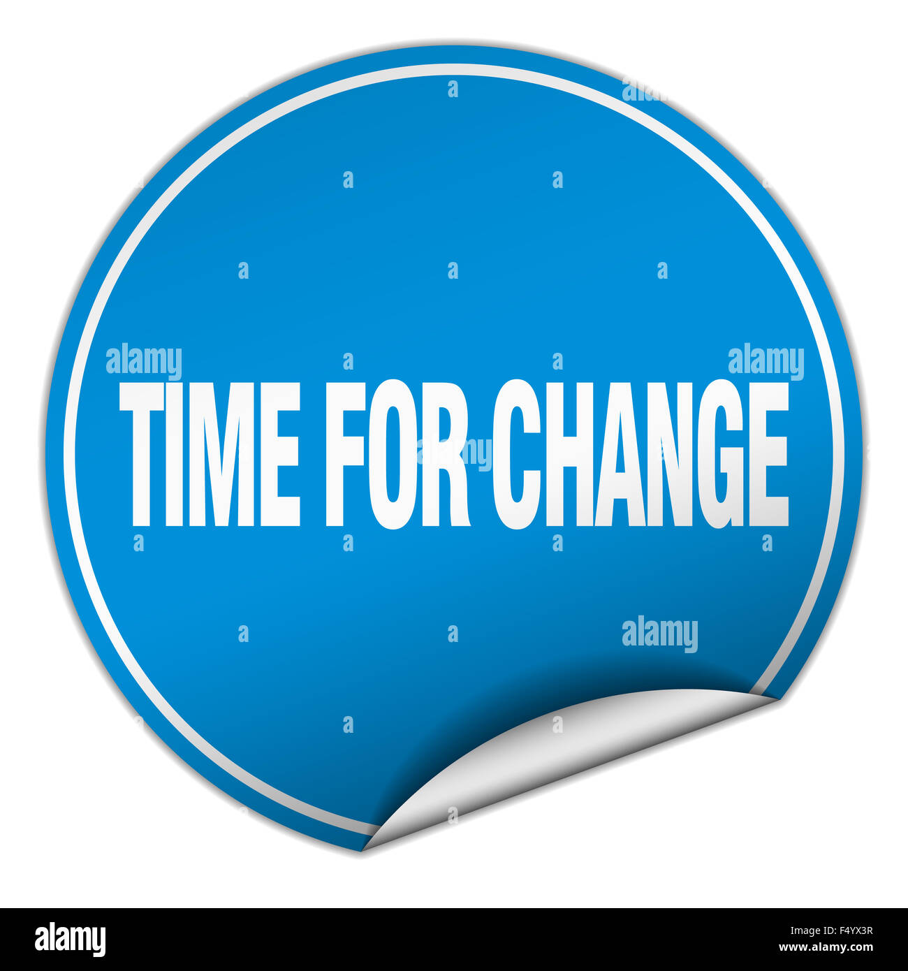 time for change round blue sticker isolated on white Stock Photo - Alamy