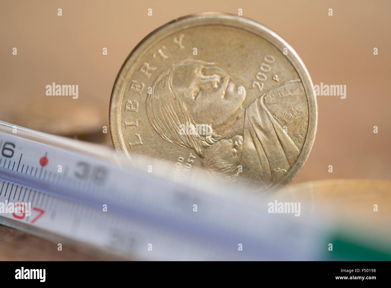 concept of the dollar like thermometer and gauge of the world economies