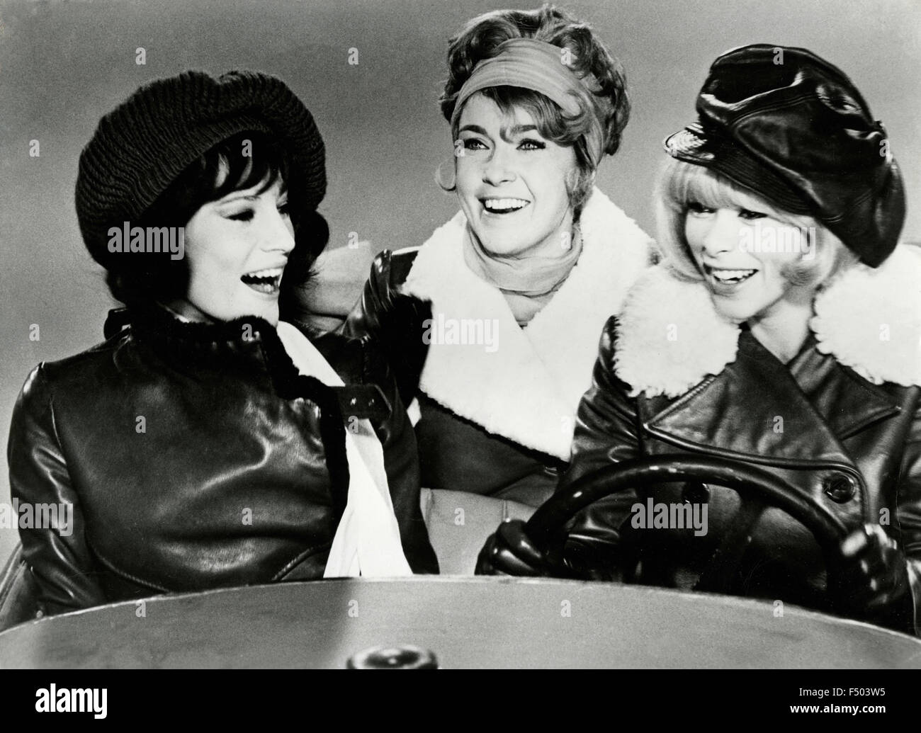 The actresses Mireille Darc, Marie Dubois and Nicoletta Machiavelli in a scene from the film 'Monte Carlo or Bust!' (Those Daring Young Men in Their Jaunty jalopies), 1969 Stock Photo