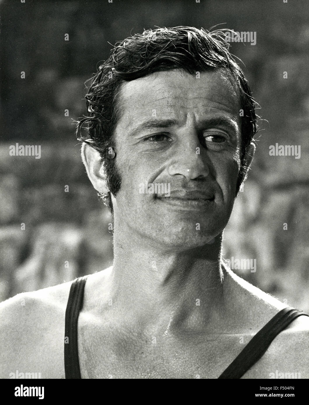 The French actor Jean-Paul Belmondo in black tank top Stock Photo