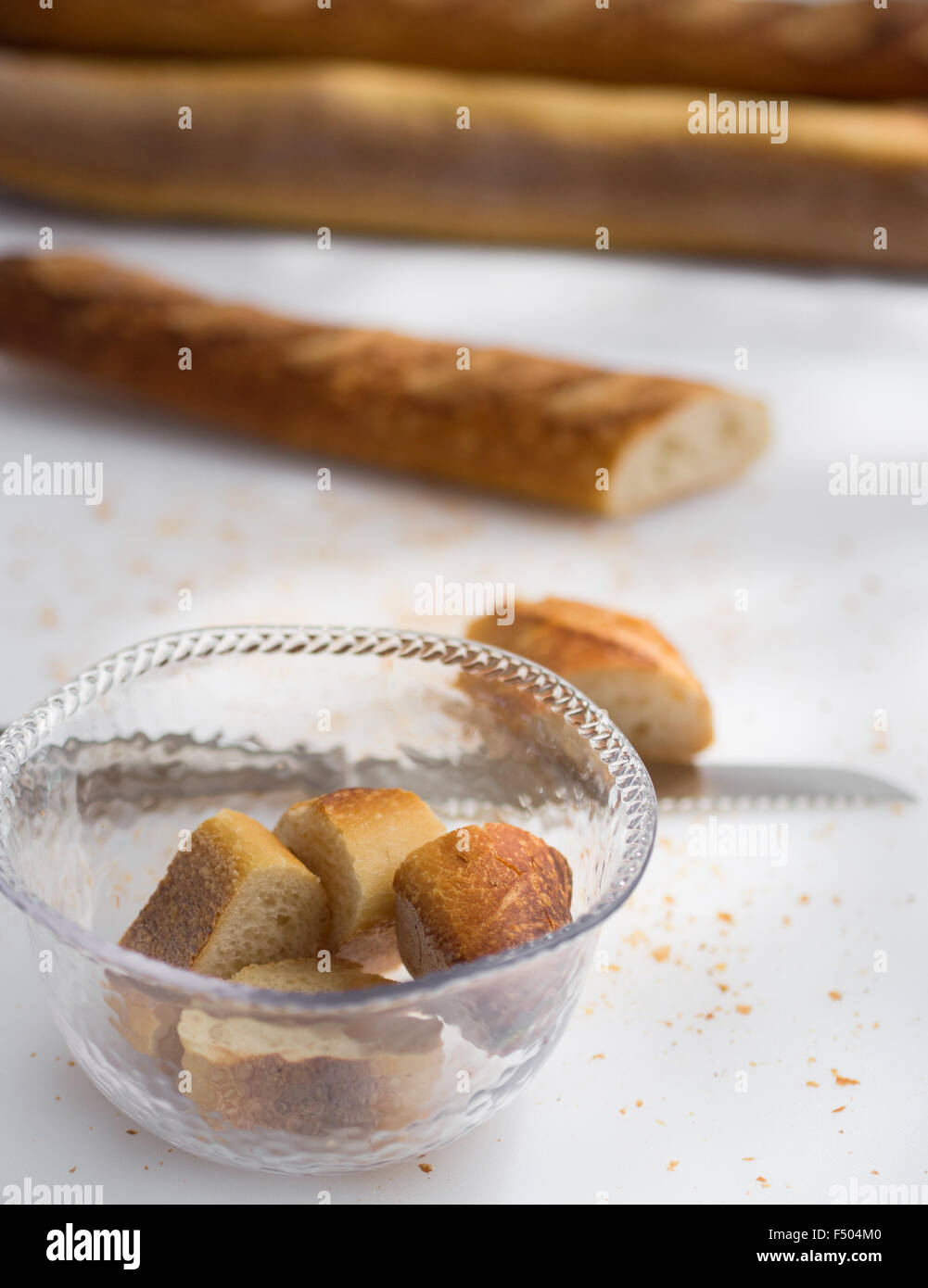 Sliced French baguettes Stock Photo