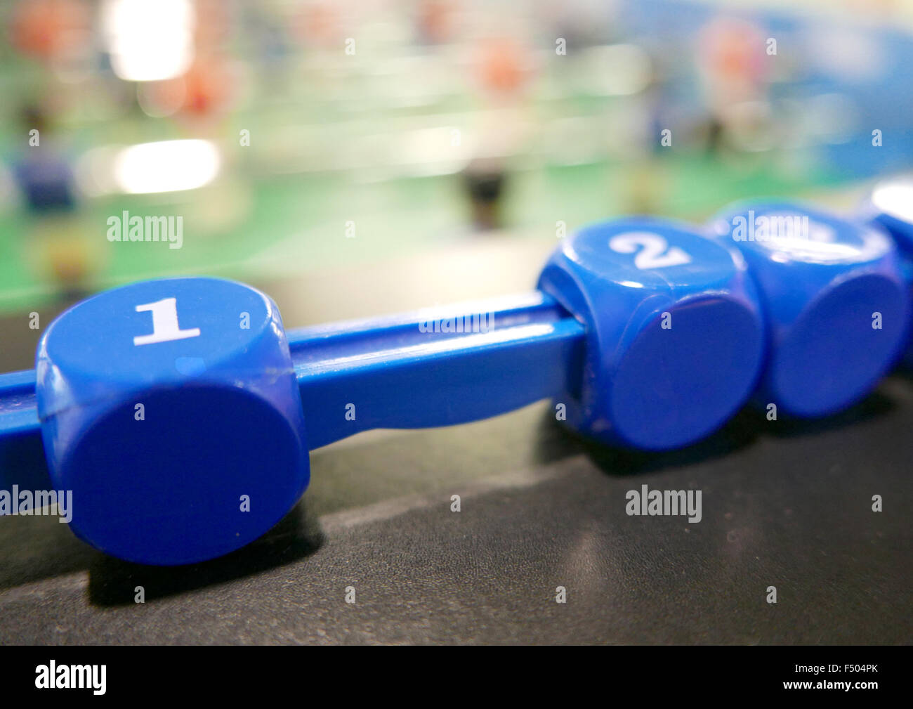 Colorful indoor soccer football game machine closeup Stock Photo Alamy
