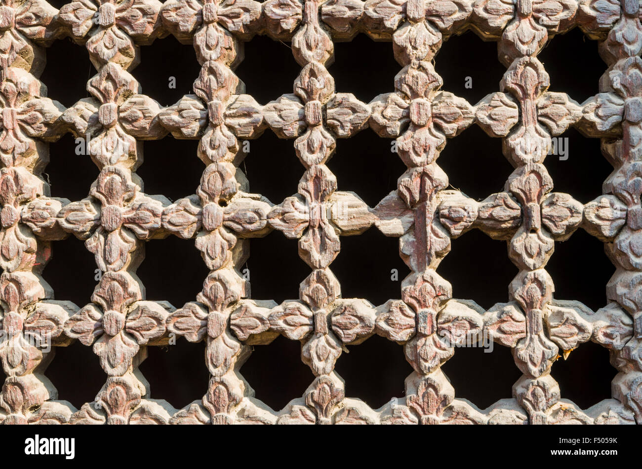 Beautifully carved wooden window Stock Photo - Alamy
