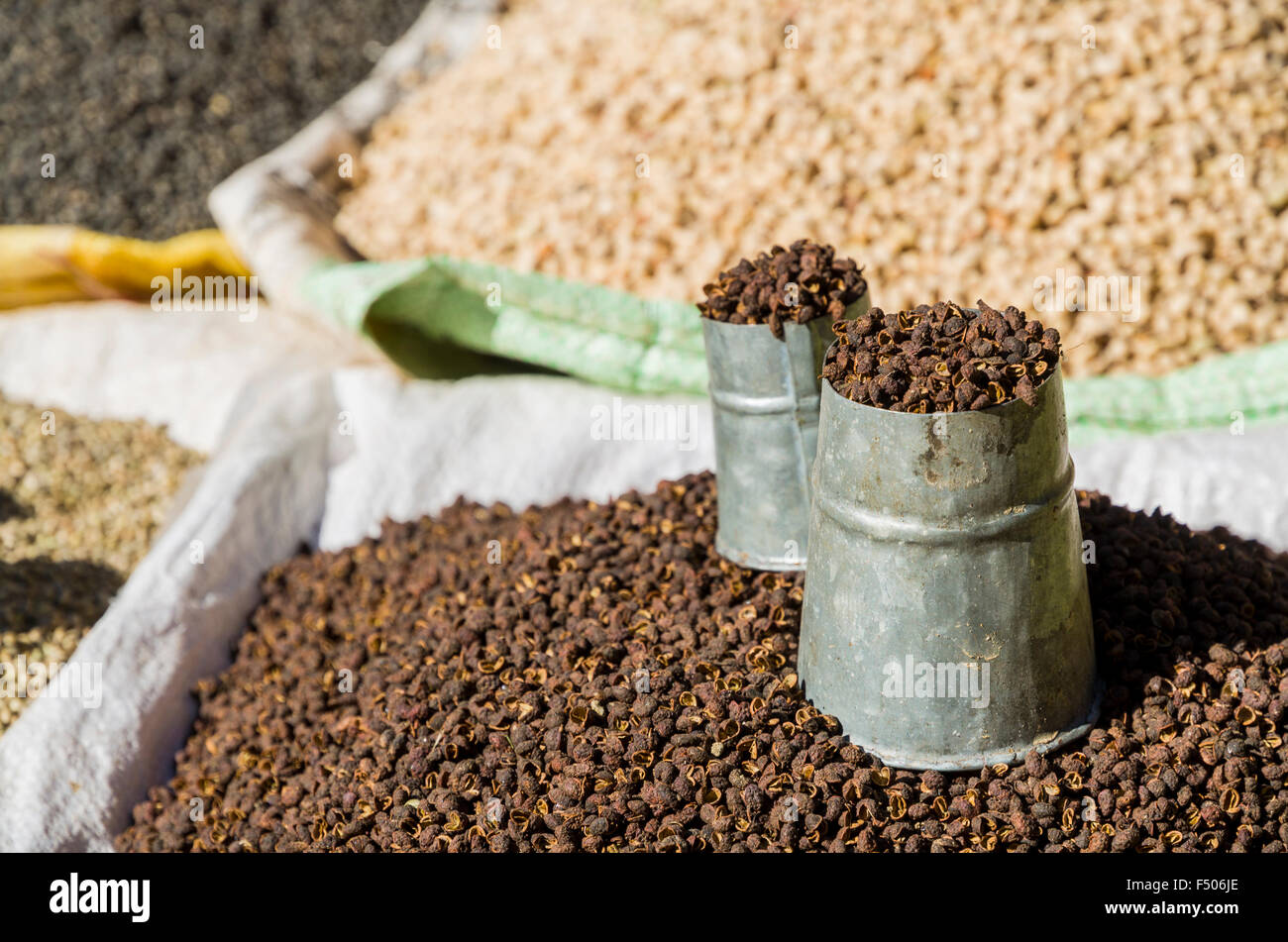 Different spices displayed for sale on the street Stock Photo Alamy